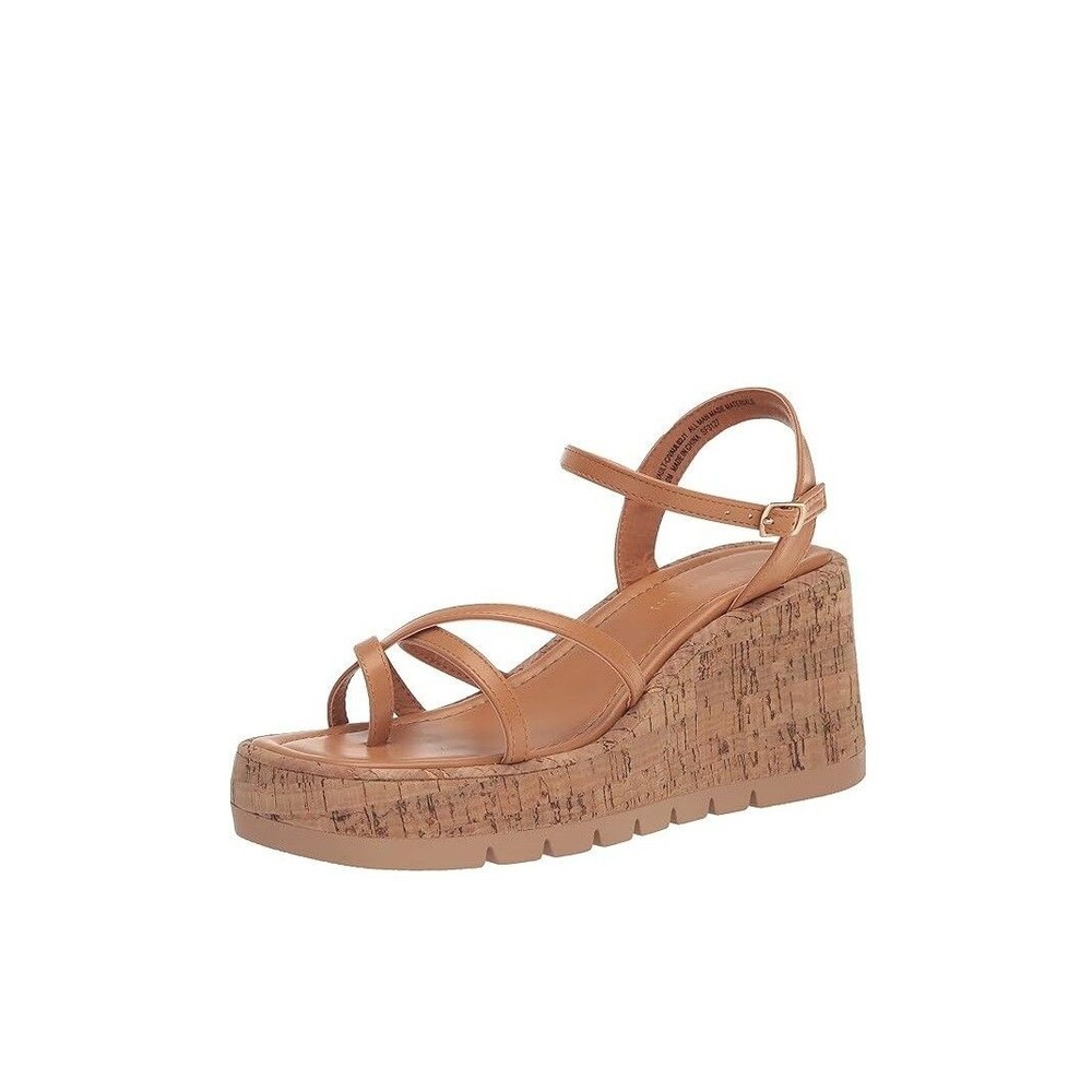 Madden Girl Womens 9.5 M Tan Paris Cork Vault Strappy Wedge Sandals NIB OK3